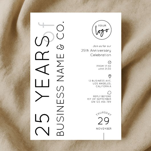 Minimal Business Anniversary Dinner Corporate Logo Einladung
