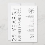 Minimal Business Anniversary Dinner Corporate Logo Einladung (Vorderseite)