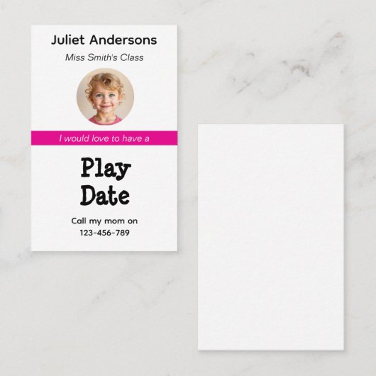 Minimal Business Kid's Playdate Card Visitenkarte (Vorne/Hinten)
