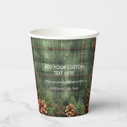 Minimal Business Logo Weihnachtsfeiertag Kariert Pappbecher (Rückseite)