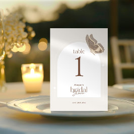 Minimal Butterfly Bridal Shower Table Number Card Einladung