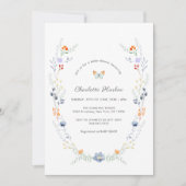 Minimal Butterfly Wildblume Wreath Baby Dusche Einladung (Vorderseite)