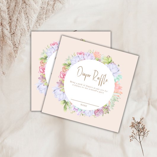 Minimal Cactus Desert Diaper Raffle Baby Dusche Begleitkarte