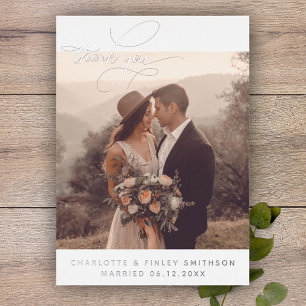 Minimal Calligrafy Personalisiert Wedding Vielen D Folien Feiertagskarte