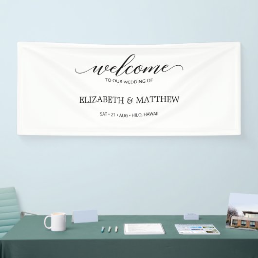 Minimal Calligrafy Script Wedding Willkommen Banner (Messe)