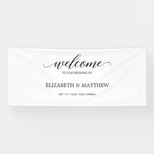 Minimal Calligrafy Script Wedding Willkommen Banner (Horizontal)