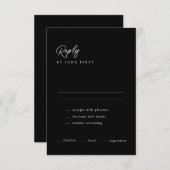 Minimal Calligraphy Black Wedding RSVP Card Einladung (Vorne/Hinten)