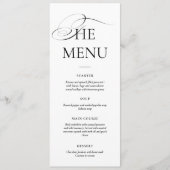 Minimal Calligraphy Black & White | Dinner Wedding Menükarte (Vorderseite)