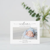 Minimal Calligraphy Boho Birth Announcement Card Dankeskarte (Stehend Vorderseite)