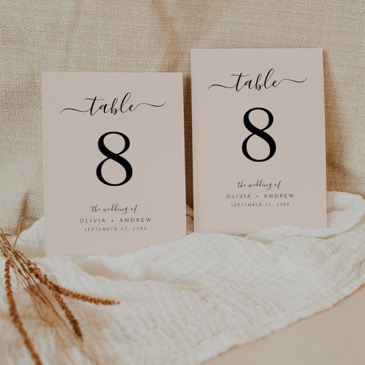 Minimal Calligraphy Boho Color Wedding Tischnummer