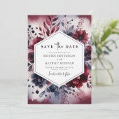Minimal Calligraphy Burgundy Wedding Save The Date (Stehend Vorderseite)