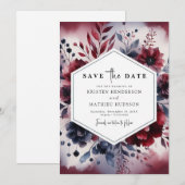 Minimal Calligraphy Burgundy Wedding Save The Date (Vorne/Hinten)