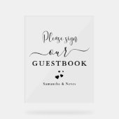 Minimal Calligraphy Custom Wedding Gästebuch Acrylschild (Vorderseite)