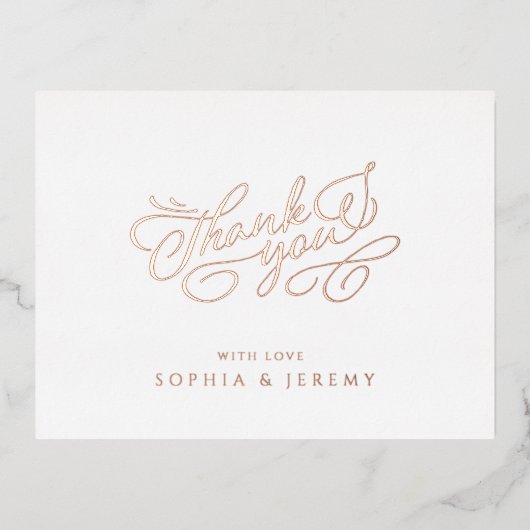 Minimal Calligraphy Elegant Script Vielen Dank Folie Einladungspostkarte (Vorderseite)