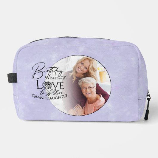 Minimal Calligraphy Photo Birthday Granddaughter Waschbeutel (Vorderseite)