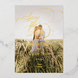 Minimal Calligraphy Save the Date Photo Folieneinladung