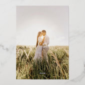 Minimal Calligraphy Save the Date Photo Folieneinladung (Rückseite)