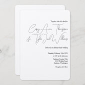 Minimal Calligraphy Shimmer Champaign Wedding Einladung (Vorne/Hinten)