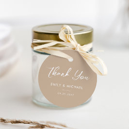 Minimal Calligraphy Taupe einfache Hochzeit Vielen Geschenkanhänger