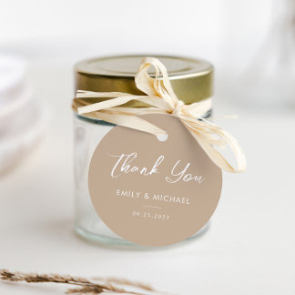 Minimal Calligraphy Taupe einfache Hochzeit Vielen Geschenkanhänger