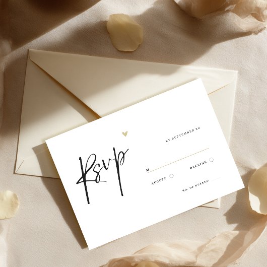 Minimal Calligraphy Typo Wedding  RSVP Karte