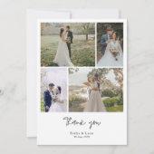 Minimal Calligraphy Wedding Photos Thank You Card Dankeskarte (Vorderseite)