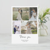 Minimal Calligraphy Wedding Photos Thank You Card Dankeskarte (Stehend Vorderseite)