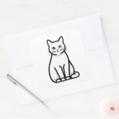 Minimal Calm Cat Illustration Quadratischer Aufkleber (Umschlag)