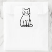 Minimal Calm Cat Illustration Quadratischer Aufkleber (Tasche)