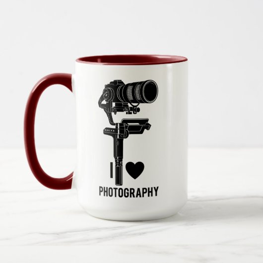 Minimal Camera Illustration Photography Mug Tasse (Links)