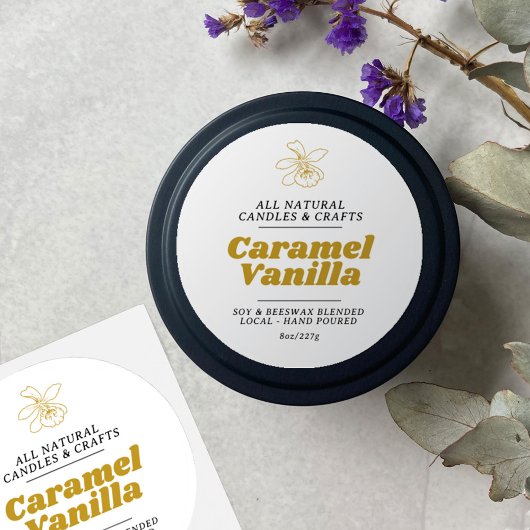 Minimal-Candle Vanille braunes Goldlabel 25 Aufkleber