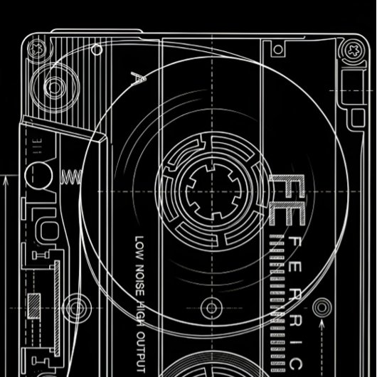 Minimal Cassette Blueprint T-Shirt | Vintage Audio