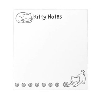 Minimal Cat Doodle Notepad  Notizblock