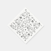 Minimal Cat Doodle Paper Napkin Serviette (Ecke)