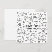 Minimal Cat Doodle Thank You Card (Vorne/Hinten)