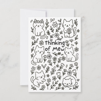 Minimal Cat Doodle Thinking of You Card Dankeskarte