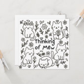 Minimal Cat Doodle Thinking of You Card Karte (Vorderseite/Rückseite Beispiel)