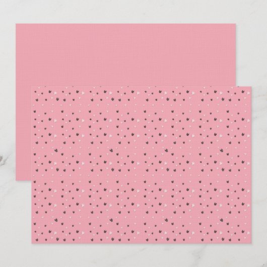 Minimal Cat Faces Pattern on Pink – Cute Pastel  Einladung (Vorne/Hinten)