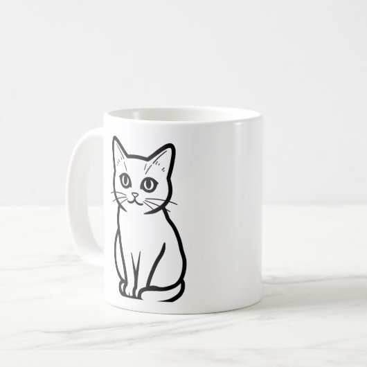 Minimal Cat Silhouette Cup Kaffeetasse (Vorderseite Links)