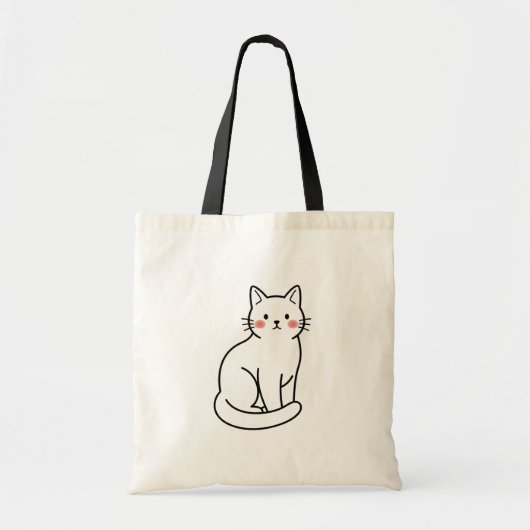 Minimal Cat Tote Bag – Cute Simple Kitty Design Tragetasche (Vorne)