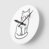 Minimal Cat Wall Clock – Cute Simple Kitty Design Runde Wanduhr (Winkel)