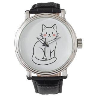 Minimal Cat Watch – Cute Simple Kitty Face Armbanduhr