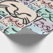 Minimal Cats Line Art Collage Geschenkpapier (Ecke)