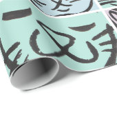 Minimal Cats Line Art Collage Geschenkpapier (Rolleneckpunkt)