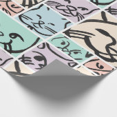 Minimal Cats Line Art Collage Geschenkpapier (Ecke)