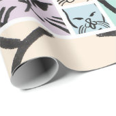 Minimal Cats Line Art Collage Geschenkpapier (Rolleneckpunkt)