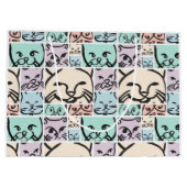 Minimal Cats Line Art Collage Große Geschenktüte (Rückseite)