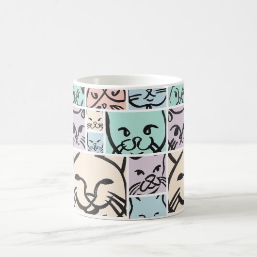 Minimal Cats Line Art Collage Kaffeetasse (Mittel)