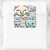 Minimal Cats Line Art Collage Quadratischer Aufkleber (Tasche)