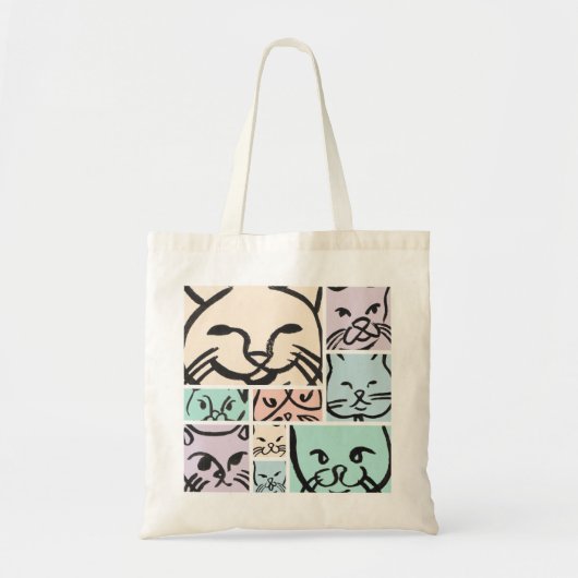Minimal Cats Line Art Collage Tote Bag Tragetasche (Vorne)